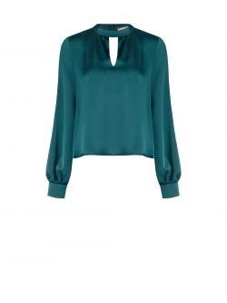 Green Satin Blouse with Cut-Out Detail det_4