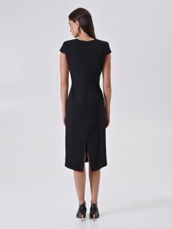 Vestido de tubo negro con cuerpo de encaje det_3
