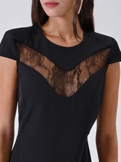 Tubino Nero con Carré in Pizzo in_i5