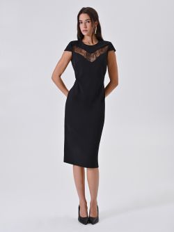 Tubino Nero con Carré in Pizzo in_i7