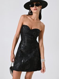 Schwarzes Kleid mit Tellerrock und Blumenmuster sp_e1