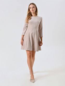 Vestido de vuelo corto en chenilla beige in_i7