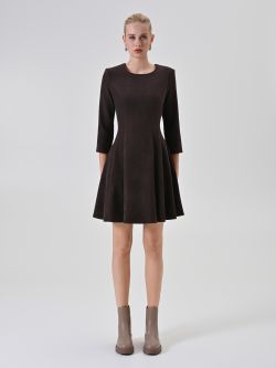 Robe patineuse en velours chocolat det_1