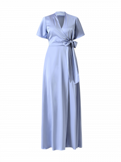 Robe longue bleu ciel à nœud det_4