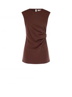 Brown Top with Drape and Jewel det_4