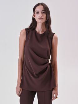 Brown Top with Drape and Jewel in_i7