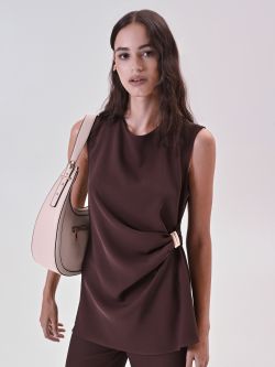 Brown Top with Drape and Jewel sp_e1