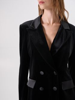 Black Velvet Double-Breasted Jacket in_i5