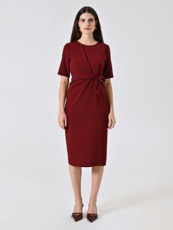 Vestido de tubo en tejido flameado burdeos det_1