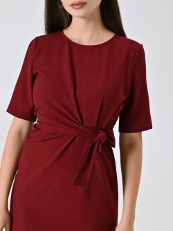 Vestido de tubo en tejido flameado burdeos in_i5