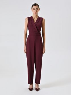 Burgundy Jumpsuit with Buckle det_1