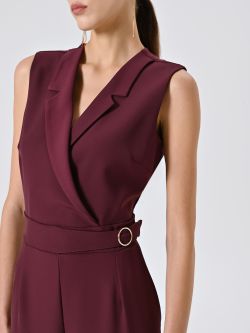 Burgundy Jumpsuit with Buckle in_i5