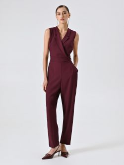 Burgundy Jumpsuit with Buckle in_i7