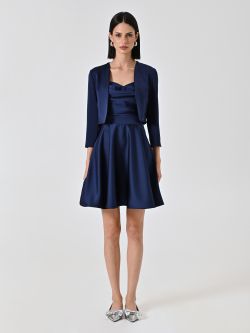 Bolero aus Satin in Blau det_1