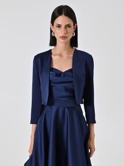 Bolero aus Satin in Blau det_2