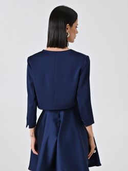 Bolero aus Satin in Blau det_3