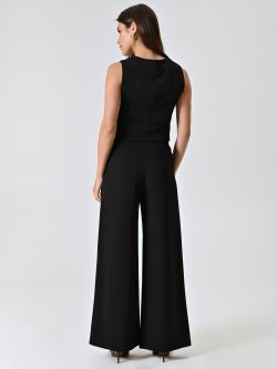 Pantaloni Neri in Tessuto Fluido det_3
