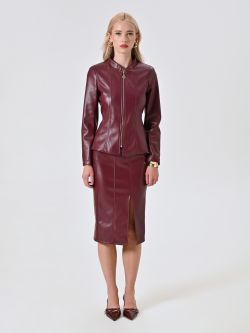 Giacca in Simil Pelle Bordeaux det_1