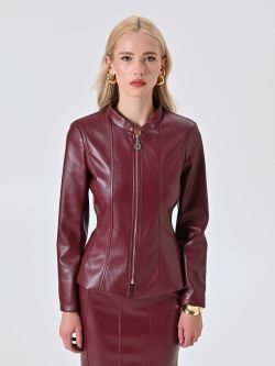 Giacca in Simil Pelle Bordeaux det_2
