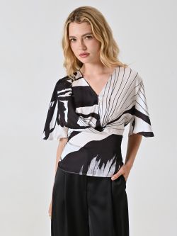 Bluse mit Muster in Schwarz & Weiß in_i7