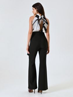 Black & White Satin Jumpsuit with Bodice det_3