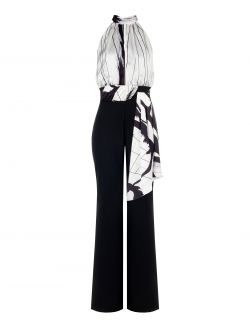 Black & White Satin Jumpsuit with Bodice det_4