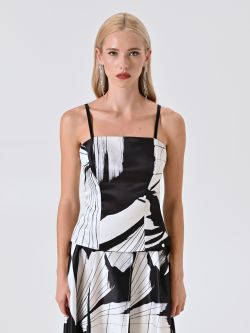 Bustier-Top mit Muster in Schwarz und Weiß det_2
