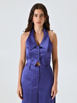 Purple Satin Waistcoat det_2