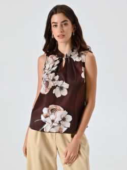 Top Marrone con Stampa Floreale in_i7