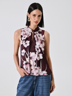 Top Bordeaux con Stampa Floreale in_i7