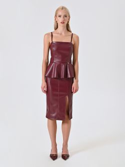 Bustier-Top aus Kunstleder in Bordeaux det_1