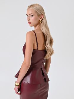 Bustier-Top aus Kunstleder in Bordeaux det_3