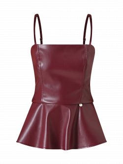 Burgundy Faux Leather Bustier Top det_4