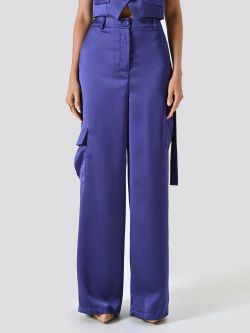 Pantalon cargo en satin violet det_2