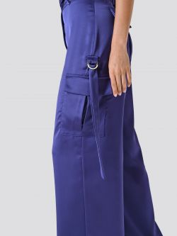 Pantalon cargo en satin violet in_i5