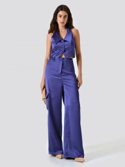 Pantalon cargo en satin violet sp_e1
