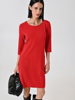 Rotes Kleid mit aufgesetzten Taschen sp_e1