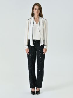 White Blouse with Black Piping det_1