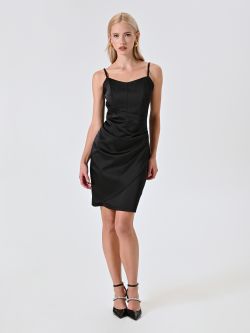Etuikleid in Schwarz aus Satin in_i7