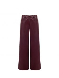 Pantalon bordeaux en simili cuir det_4