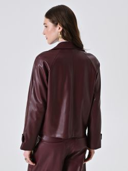 Chaqueta cruzada de piel sintética burdeos det_3