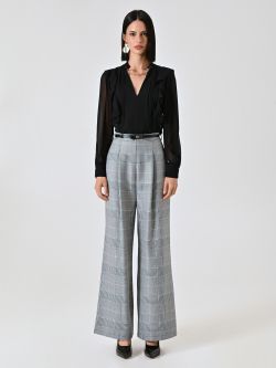 Pantalon large à carreaux pied-de-poule det_1