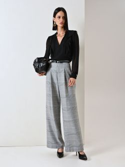 Pantalon large à carreaux pied-de-poule sp_e1