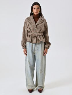 Cappotto Corto Pied-de-Poule Multicolor det_1