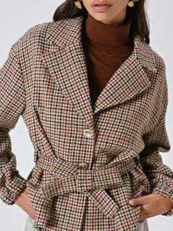 Cappotto Corto Pied-de-Poule Multicolor in_i5