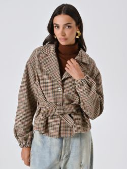 Cappotto Corto Pied-de-Poule Multicolor in_i7