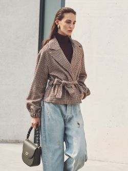 Cappotto Corto Pied-de-Poule Multicolor sp_e1