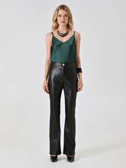 Pantalon en simili-cuir noir det_1