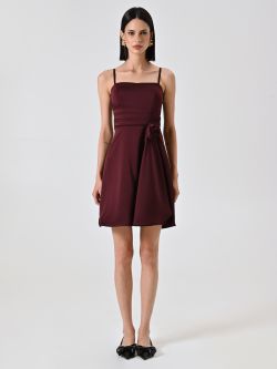 Kleid mit Tellerrock in Bordeaux det_1