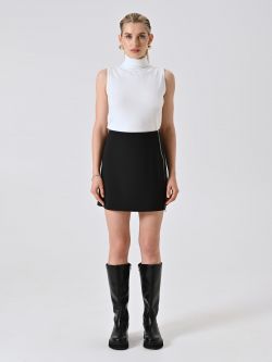 Black A-line Skirt in Technical Fabric det_1